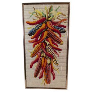Cross-Stitch Needlepoint Crewel Art Pepper Corn Vibrant Colors Wall Decor